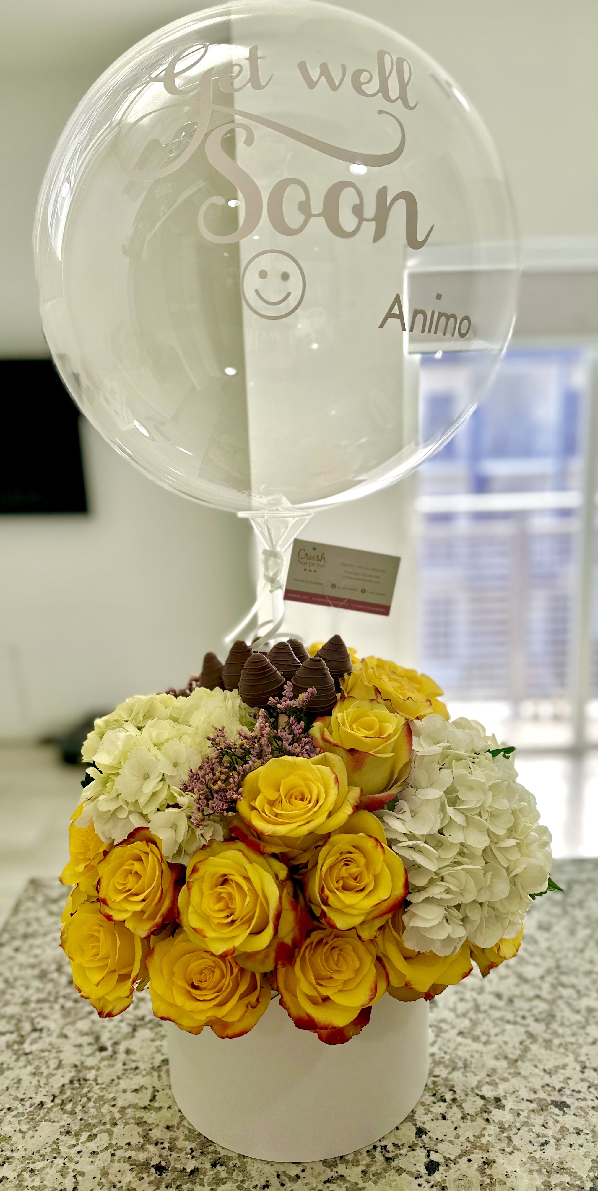 Floral Get Well + Personalized Bubble Ballon